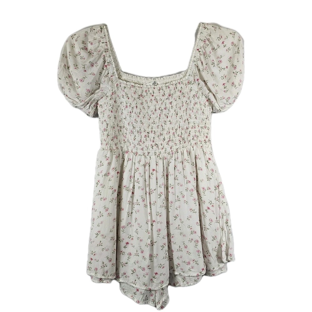 ALTAR'D STATE Romper Sz Large  White Floral Lined  One Piece  Boho Chic Y2K